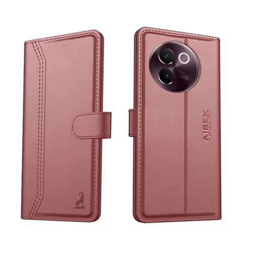 Image of AIBEX Compatible for Vivo Y30e 5G Flip Cover Leather Finish with Magnatic Closure | Inside TPU with Card Pockets | Wallet Stand | Complete Protection Flip Case -Brown