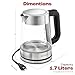 Electric Kettle for Boiling Hot Tea & Water | 1.8L Stainless Steel Borosilicate Glass Boiler With No Plastic, Automatic Shutoff, BPA Free, Fast Heating Technology