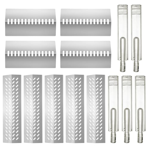 Htanch 5 Packs 16631 and 4 Packs 16520 Heat Plate with 5 Pack Heavy Duty Burner Replacement for Bull Grill Parts for Bull 18248 LP 18249 NG Lonestar Select 87049 Steer Premium 69009 Outlaw 26039