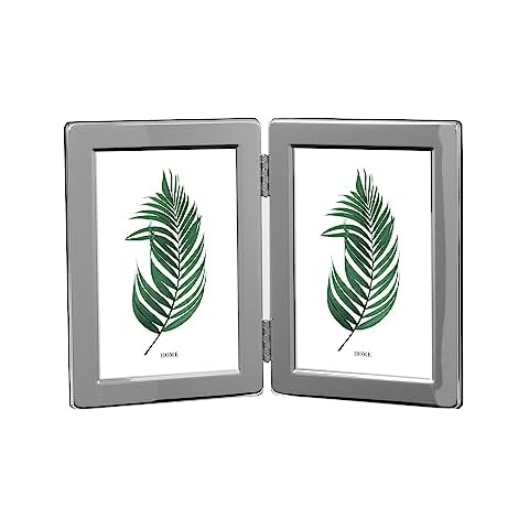 Inov8 Framing Tarnish Resistant Silver Plated Picture Frame - Narrow Edge Double Frame Design for Two Photos Frame Design for Two Photos 2.5x3.5 Inch (6.5 x 9cm) Cover