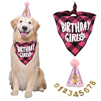 Hunde Geburtstag Hut Bandana Set, 3 Stücke Hunde Geburtstags Bandana Mütze mit 8 Bling Nummern, Hundegeburtstagsgeschenk, Hund Geburtstag Deko (Rosa)