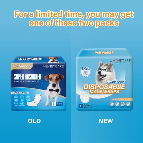 Image of All-Absorb Male Dog Wrap, Large | 50 Count | Pack of 2