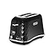 DeLonghi Brilliante Tostador con luz de indicación, 900 W, 50-60 Hz, 2 rebanadas, Plástico, Negro