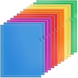 KTRIO Clear Plastic Folders Sleeves 12 Pack, 6 Assorted Colors, Documents Project Pockets for Letter Size 8.5x11 Paper, L-Shaped File Jackets, Acid-Free Poly Plastic