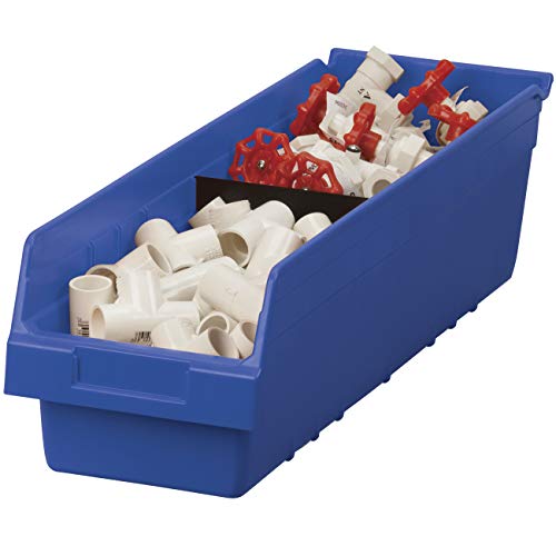 Akro-Mils 30094 Plastic Nesting Shelfmax Storage Bin Box, (24-Inch X 6-Inch X 6-Inch), Blue, (10-Pack) #TOP6