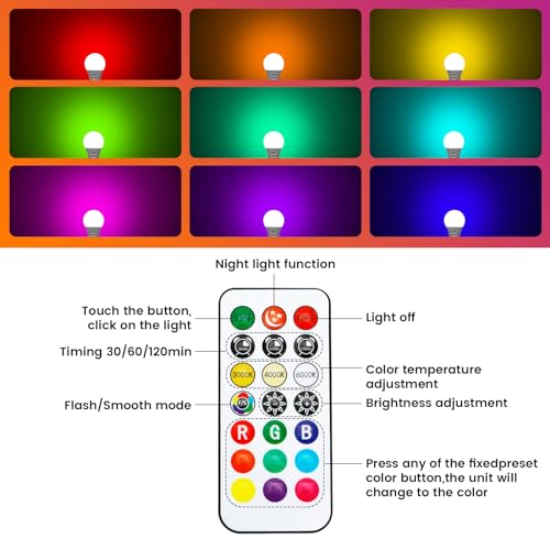 USB Aufladbar Batterie Glühbirne Mit Fernbedienung, E27 Smart Farbwechsel Farbige RGB Glühbirnen...