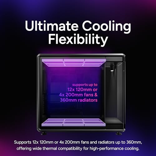 Image of Cooler Master MasterFrame 360 Panorama Open-Frame ATX PC Case, 3-Side Panoramic Tempered Glass, 430mm GPU Max, 360mm Radiator Support, PCIe 5.0, Supports Up to 12x120mm Fans, USB4 Type-C
