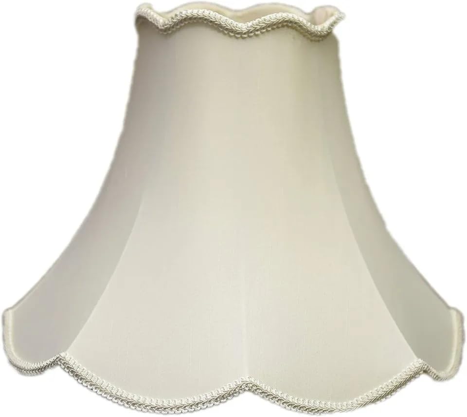 Single Scallop Tradationally Designed Cream White Easy Fit Table Lamp Light Shades (16 inch, Cream)