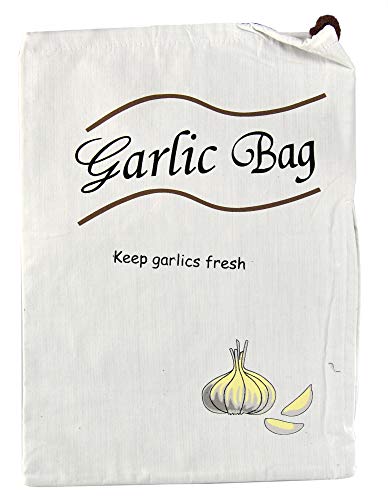 HOME-X Garlic Saver Bag Reusable Produce Storage Sack for Vegetables–Natural-14 ¾” L x 10 ½” W