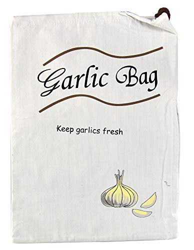 HOME-X Garlic Saver Bag, Reusable Produce Storage Sack for VegetablesNatural-14 ¾ L x 10 ½ W