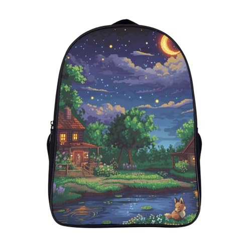 Sac à dos manga 3D Night View pour collège et voyage 40x28x16cm