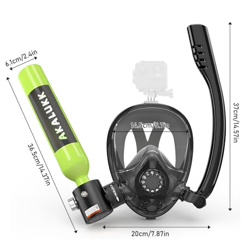 Mini Scuba Tank, 5-10 Minutes Usage Time Scuba Tank Kit, DOT/CE-EN250 Certification Dive Tank, 0.5L Portable Scuba Tank, 3000 Psi Max Pressure, Aluminum Diving Tanks