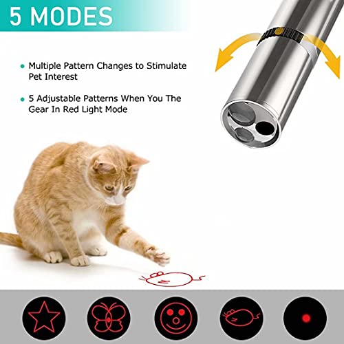 Red Laser Pointer Cat Toys, 3 Multi-Mode Interactive Cat Toys for Indoor Cat and Dog, Multi-Pattern for Pet Toys Chase Play, USB Rechargeable