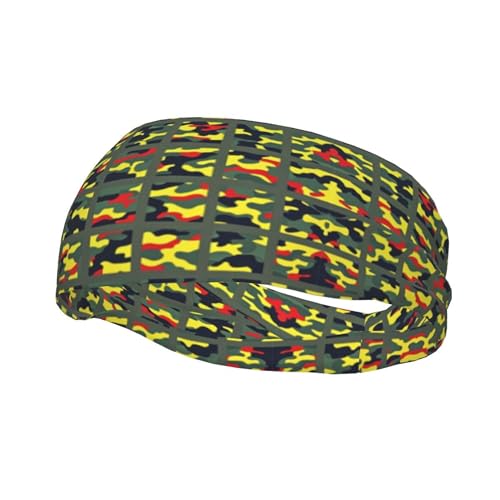 Boys Girls Cool Green Camo Army Camouflage Art Sports Sweatband Multi Style Beauty Skinny Hair Band Headdress for Yoga Travel Spa