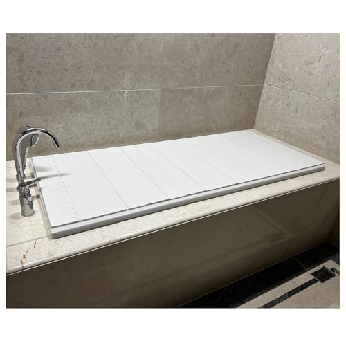 ShAzanz Bandeja Bañera Bandejas para Bañera Prueba De Polvo Cubierta Bañera, Plegable PVC Cubierta Aislamiento Accesorios para Bañeras, Longitud 150/160/170/180cm Plegable(70x127x0.6cm)