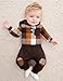 Fommy Baby Boy Clothes 6-9 Months Fashion Infant Boy Outfits Baby Deep Brown Flannel Plaid Long Sleeve Hoodie Romper & Deep Brown Pants Fall Winter 2 Pcs Clothes for Boy