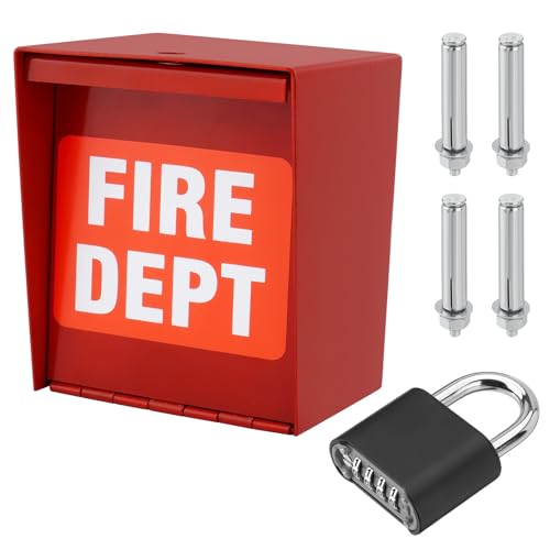 TRUCFUSION Fire Department Box with Combination Lock and Hardware Heavy Duty Stell Red