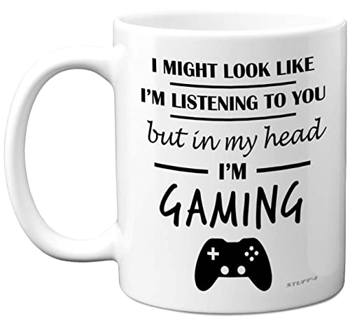 Stuff4 Gamer Gifts for Men Women, in My Head I'm Gaming, Video Gaming Mug Gifts for Gamers Girls Boys, Mugs