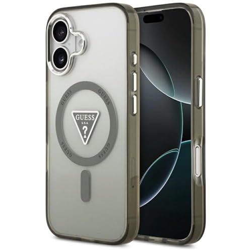 CG MOBILE Guess IML Gradient Triangle Logo Compatible avec MagSafe Coque pour iPhone 17 (kaki)