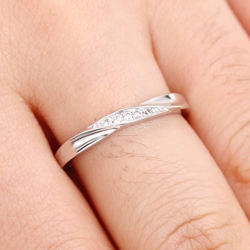 Platinum-Plated Brass Couples Ring Set | Twisted Rope Design with Cubic Zirconia Inlay | Matching Promise Rings for Couples