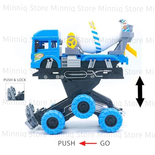 Image of Cement Mixer 6x6 Truck with Lights and Sounds Friction Powered Trailer Model Diecast Truck Toys Best Birthday Gift for Kids (Cement Mixer 6x6 Truck)