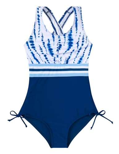 Image of BFUSTYLE Girls Swimsuit One Piece Bathing Suit 4-13 Years Sleeveless Beach Swimwear