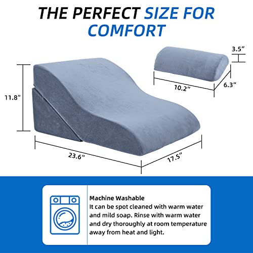 Axelrod Bed Wedge Pillow Set Foam | Adjustable Pillows For Back, Leg And Knee Pain Relief | Post Surgery Ortho Pillow – Anti Snoring, Heartburn, Acid Reflux & Gerd- Sky Blue #TOP2
