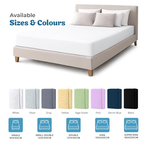 Acrali Home White Egyptian Cotton Small Double Fitted Sheet 122X190 Cm - 200 Thread Count, Deep Pocket - Ultra Soft Hotel Quality, Breathable & Hypoallergenic Bottom Bed Sheet - 5