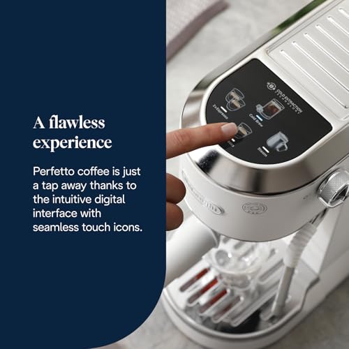 De'Longhi Dedica Duo EC890.WI, Traditional Barista Pump Machine, Espresso And Cold Brew, Manual Coffee Machine with My LatteArt Steam Wand, 15 cm Wide, 2 Espresso, Touch Display, Mug up to 13cm, White - Image 2