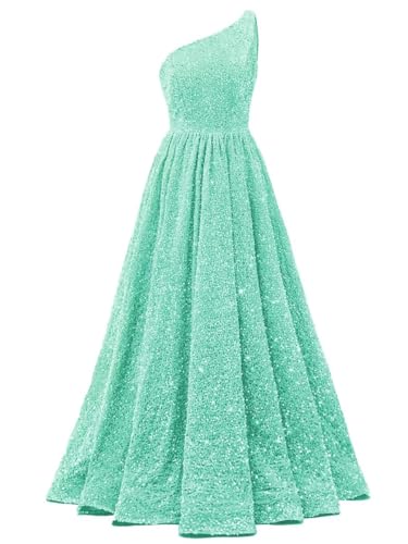 One Shoulder Sequin Prom Dresses for Women 2025 Long Sparkly Ball Gowns Formal Dress Aline Evening Party Gowns