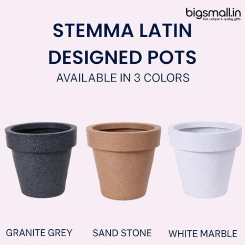 Image of Bigsmall Designed Plant Pots, Premium Durable Polymer Flower Pots for Indoor & Outdoor Plants - Lightweight, Stylish, and Weather-Resistant Garden Planters (Stemma-Grey Marble, 13 Inch)