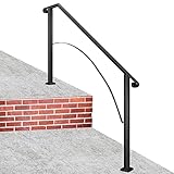 Loyesm Wrought Iron Handrail Arch #1 Fits 1 or 2 Steps with Installation Kit,Metal Outdoor Stair Railing Kit,Adjustable Handrail for Outdoor Steps (2FT)