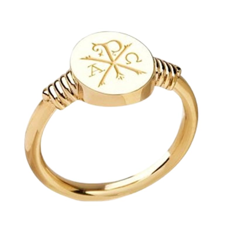 Chevalière Chi Rho en argent 925 plaqué or un bijou chrétien de prestige