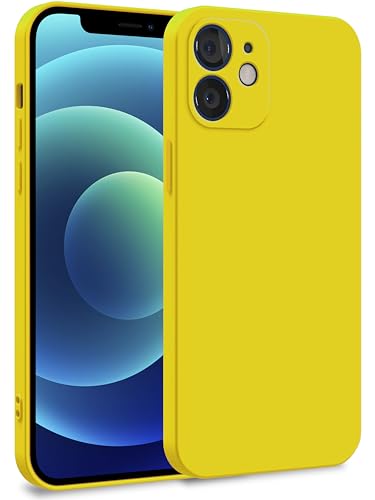 MyGadget Cover per iPhone 12 - Custodia in Silicone Morbido a Doppio Strato – Case con Protezione Fotocamera & Fodera Interna Antigraffio - Giallo