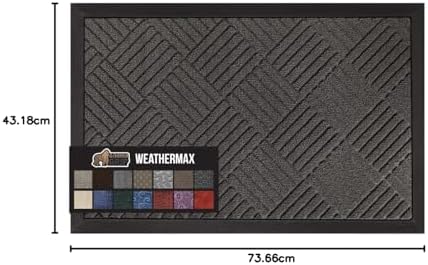 GORILLA GRIP Durable Natural Rubber Door Mat, Waterproof, Low Profile, Heavy Duty Welcome Doormat for Indoor and Outdoor, Easy Clean, Rug Mats for Entry, Patio, Busy Areas, 17x29, Gray Diamond - 1