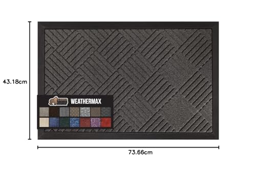 GORILLA GRIP Durable Natural Rubber Door Mat, Waterproof, Low Profile, Heavy Duty Welcome Doormat for Indoor and Outdoor, Easy Clean, Rug Mats for Entry, Patio, Busy Areas, 17x29, Gray Diamond