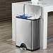 simplehuman Rectangular Dual Compartment Recycling Kitchen Step Trash Can, 46 Liter, Brushed Stainless Steel