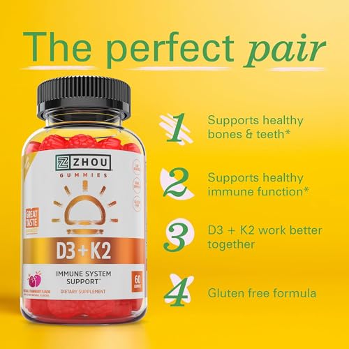 Image of Zhou D3+K2 Supplement - 60 Veggie Gummies (Pack of 1)
