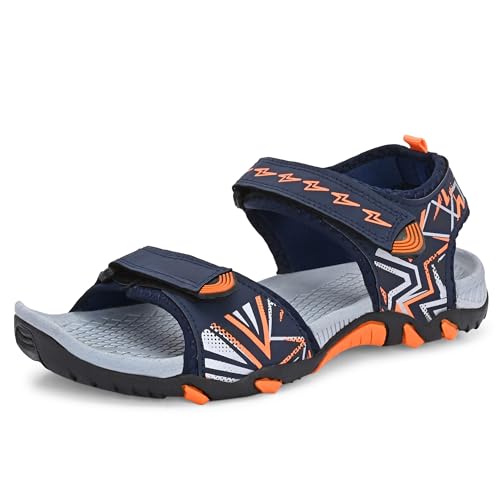 Image of Centrino Men's Phylon Sandals |Adjustable Velcro Strap Athletic Sandals |Geometric Wave Pattern Open Toe|Durable Rubber Sole Outdoor Water Sandals for Summer Beach Hiking Walking & Casual Wear (9352)