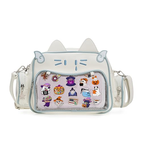 Kawaii Ita Bag Crossbody Bag Cute White Cat Backpack Girls Shoulder Bags Pin Display with Insert