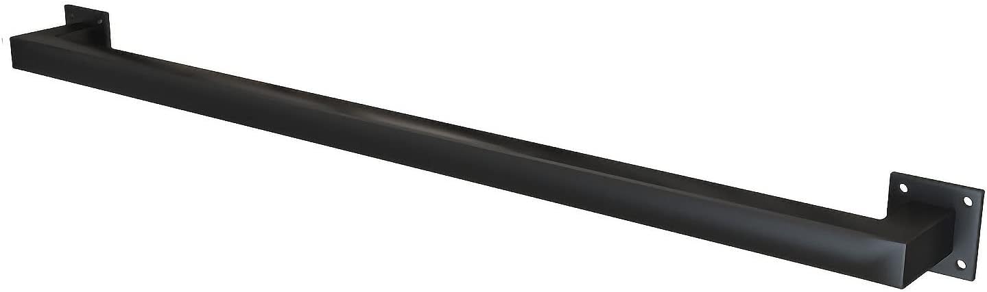 MObyat Handrail, Metal Staircases Handrail with Wall Mount Bracket, 1ft-5ft Industrial Square Non-Slip Handicap Grab Bars, for Indoor Outdoor Steps (Color : Black, Size : 50cm/1.6ft)