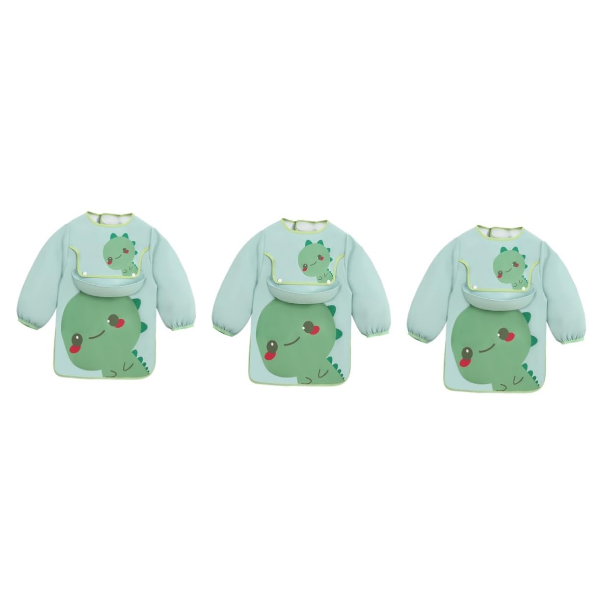 Abaodam 3piezas Babero De Manga Diseño De Dibujos Animados y Bolsillo Delantal Para Comida De Protección De Ropa y Limpieza