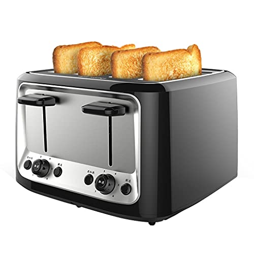 Dzwyc Automatische Rebound Toaster Anti-Stuck Multifunktions-Frühstücksmaschine 4 Scheiben (Color : Black)