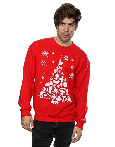 Star Wars Hombre Christmas Tree Camisa de Entrenamiento X-Large Rojo