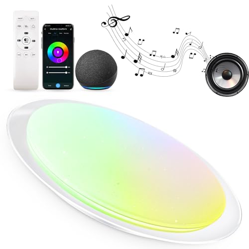 LEDV[OCg 12 AlexaΉ/Av BluetoothXs[J[ F RGB1600F Px5760lm ȃGl48W Rt Ɩ V rO/Q/Q[[Kpia45cm NAt[j