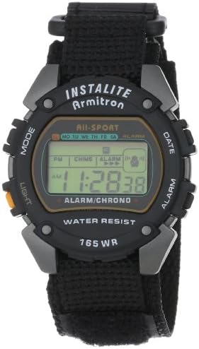 Armitron Sport Men's 406623 Round Gray and Black Digital Watch With Nylon Band