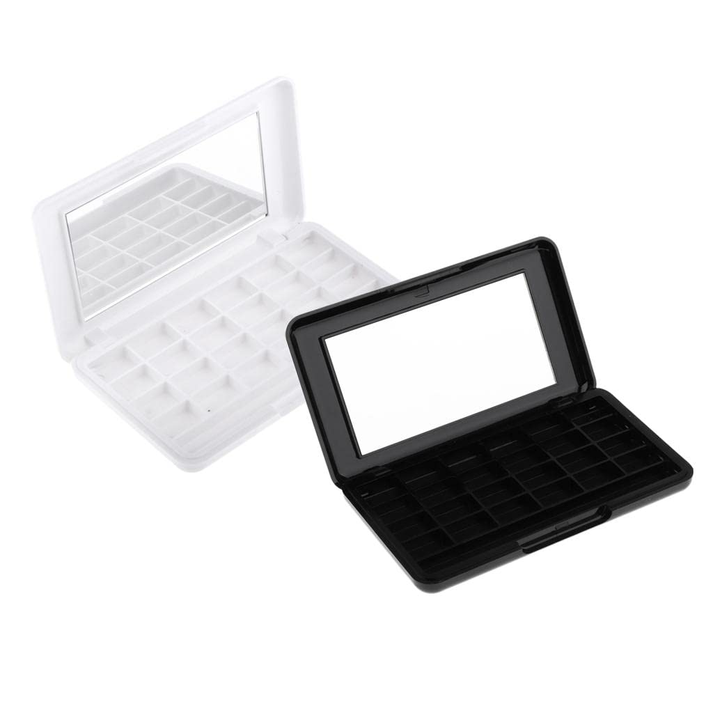 ELBME® 24Grids Empty Makeup Palette Eyeshadow/Lip Gloss DIY Case with Mirror White-image-45