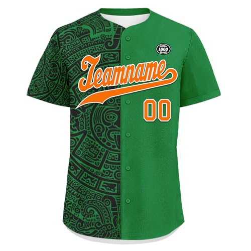 Custom Aztec Print Baseball Jersey, Mexican Cultural Pattern Softball Shirts for Streetwear Athletic miniatura 4