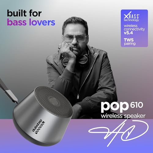 Image of Dubstep Pop 610 Wireless Speaker, 15 Hrs Playtime, 52mm Dynamic Drivers, TWS Pairing, 6W Output Bluetooth Speakers (Grey)