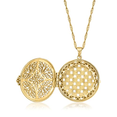Ross-Simons 18kt Gold Over Sterling Filigree Locket Necklace4